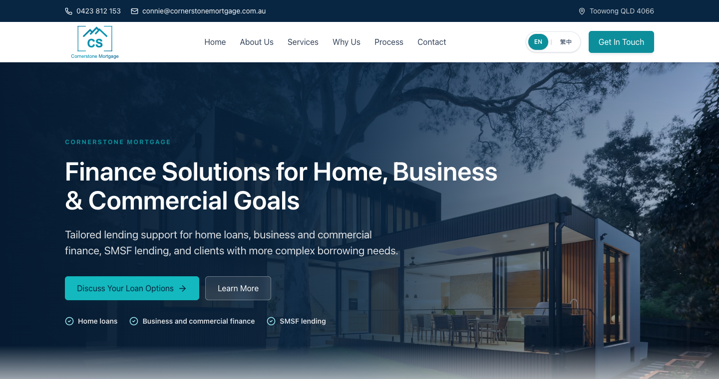 Cornerstone Mortgage website homepage preview