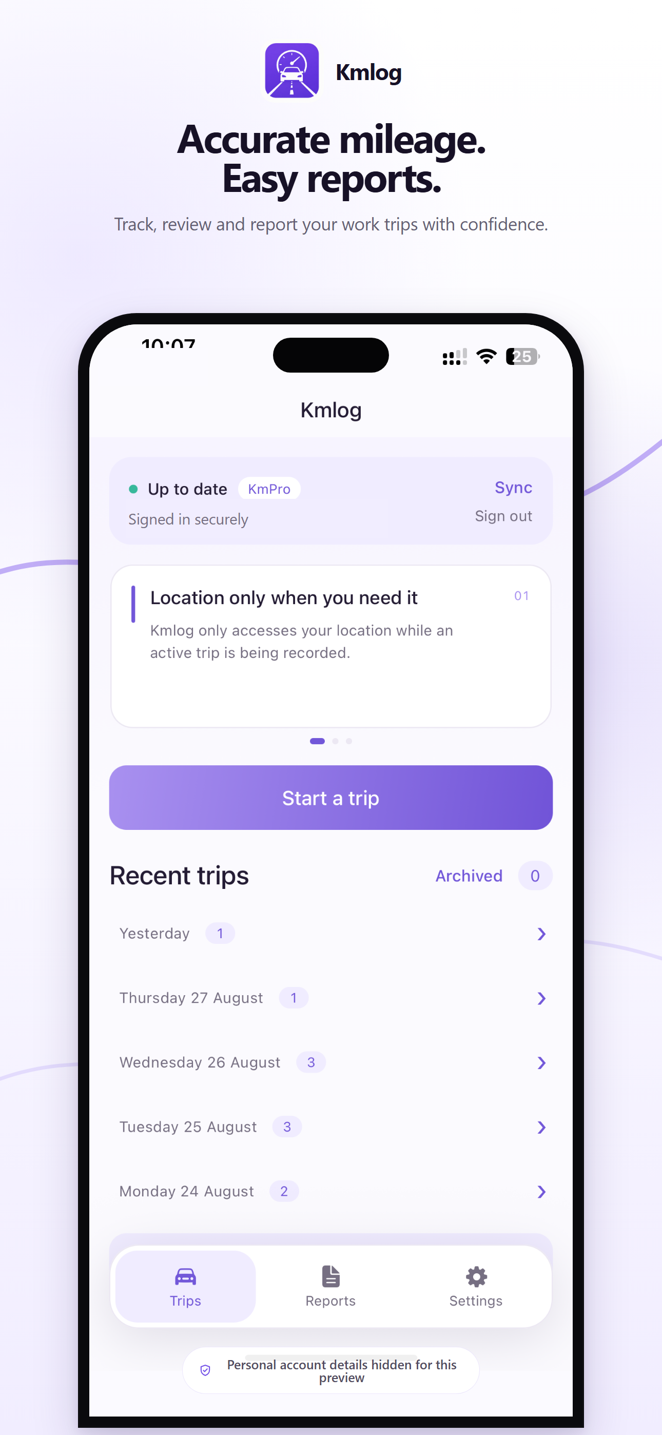 Kmlog trips screen